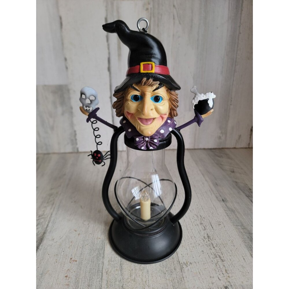 Unique witch solar powered hanging candle lantern Halloween home decor